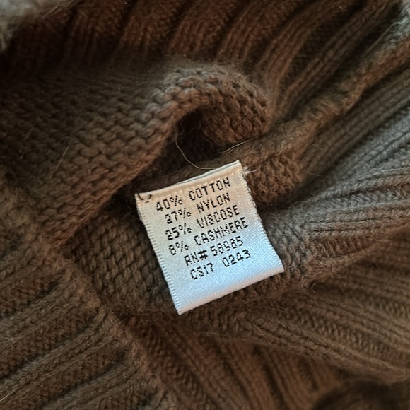 Olive Green Asymmetrical Turtleneck Sweater - Picture 15 of 16